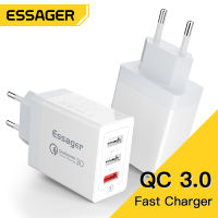 Essager 30W USB Jenis C Pengecas Caj Cepat 3.0 untuk 14 Xiaomi Samsung 3พอร์ตปลั๊กหลายรูผนัง Efon Mudah Alih Mengecas