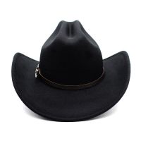 Western Cowboy-Style Top Hat Punk Knight Curled Hat Saddle-Shaped Crown Federo Wide Brim Black White Beige Solid Jazz Cap Door Hardware Locks