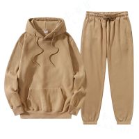 【hot】☈✓∋  Hoodie Men Cotton Blank Sweatshirt Pants Oversized Plain Jogging Tracksuit Fleece Clothing 2023 New