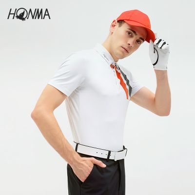 HONMA/Golf clothing mens short-sleeved polo shirt T-shirt trend color contrast sports casual breathable top golf