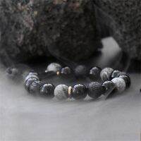 ? Original dark wind obsidian beaded bracelet for men and women light luxury niche high-end sense couple style hand decoration volcanic stone jewelry trendy