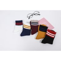 1 Pair Childrens cotton socks spring and autumn kids striped socks boys girls baby kids tube socks