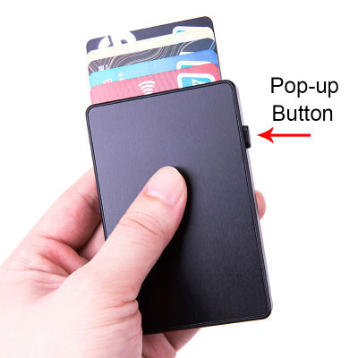 IKE MRTI RFID Ultra-thin Aluminum Card Wallet Pop-up Button Bank Credit Card Case Thin Smart Metal Wallet For Men And Women