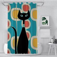 MCM Cat Bathroom Shower Curtains Atomic Cat Old Style Waterproof Partition Curtain Designed Home Decor Accessories