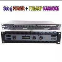 ชุดเครื่องเสียง เพาเวอร์ ปรีแอมป์ Set คู่ Power + Pre Amplifier Karaoke กำลังขับ 400W (RMS) รุ่น Set K1000/P2