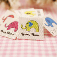 25x25mm 48 Piece ,Iron On Name Labels Cotton With Logo or Text Sewing Label Organic Label Etiquetas Personalizada 100 Cotton