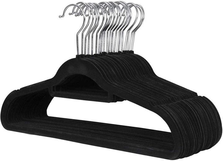 ELY 10pcs Velvet Hanger BLACK Elegant Imported Heavy Duty Holds Up to ...