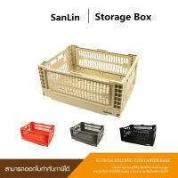 SLOWER FOLDING CONTAINER BASK ญี่ปุ่นความแข็งแรงสูงกลางแจ้งพลาสติกการจัดเก็บการตั้งแคมป์รถบ้านการศึกษาสำนักงานขนมขบเคี้ยวสก์ท็อปตะกร้าเก็บ （ 300*200*120mm）