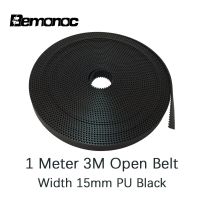 【✴COD✴】 caikelia8 Bemonoc สายพานซิงโครนัสแบบเปิด Htd 3M ความกว้างของสายพาน3m-15mm-1meter โพลียูรีเทนเหล็ก Pu สีดำ Htd3m เข็มขัดจับเวลา Cnc