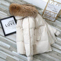 Hooded Fur Collar Down Jacket ผู้หญิงฤดูหนาว2022เกาหลีแฟชั่น Warm Thicken หลวมเบาะผ้าฝ้ายหญิงหลวมปักเป้า Parkas