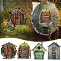 【CW】 Miniature Gnome Door Figurines Elf Yard Sculpture Statues Ornament Outdoor Garden