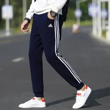 Adidas Track Pants Men Medium Black Straight Leg Cotton Logo Drawstings  Pockets | eBay