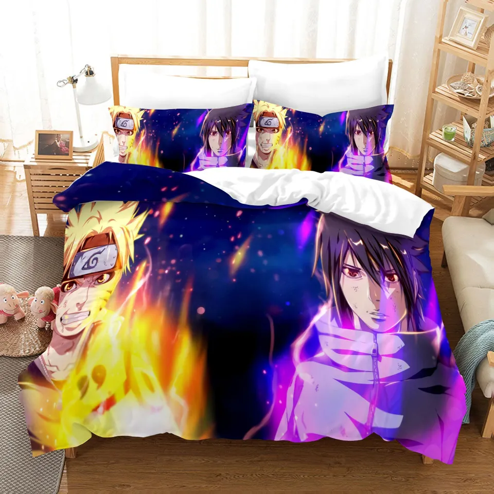 Anime Naruto & Sasuke 3d Impresso Roupa de cama Conjunto de