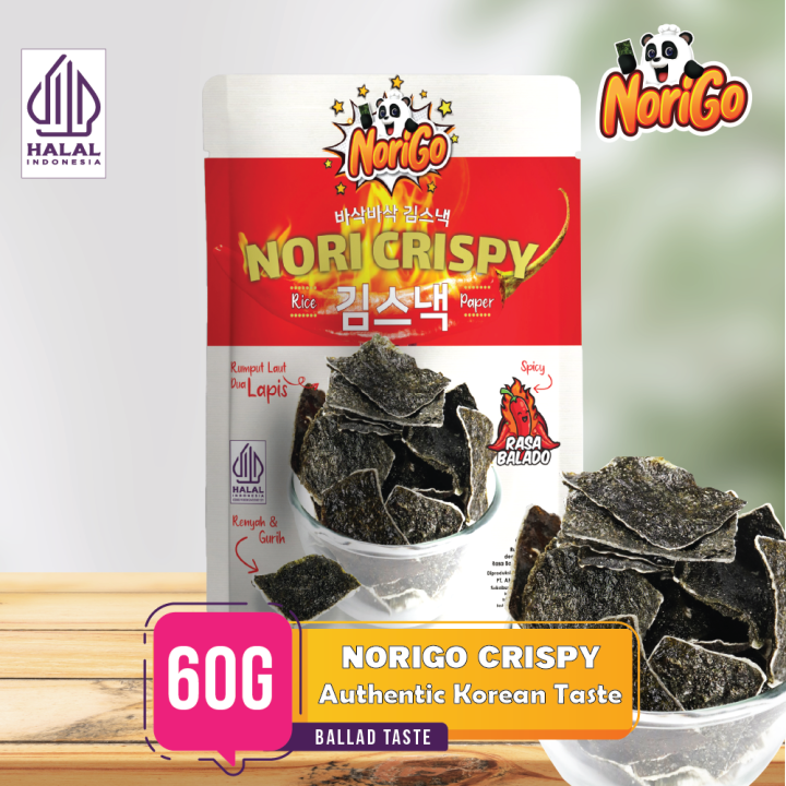 Norigo / Nori Crispy Seaweed Snack 20g Halal Seaweed balado taste