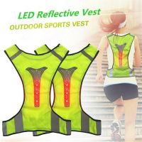 LED Cycling Running Vest Outdoor Safety Jogging Adjustable Breathable Reflective LED Lights Safety Vest Riding Reflector Stripes