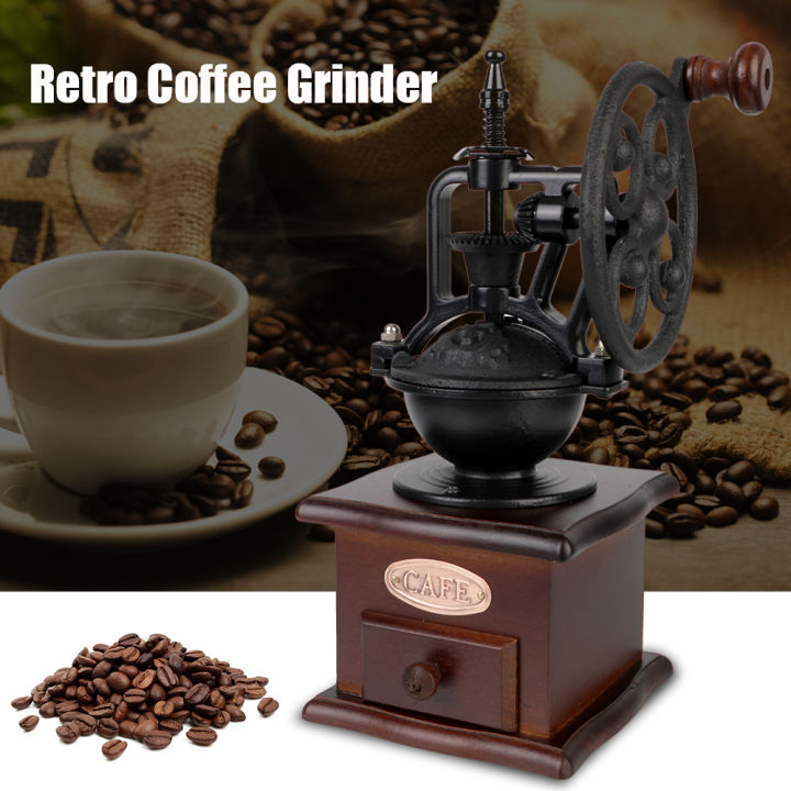 Coffee Bean Grinder Coffee Maker Mill Manual Hand Crank Wooden