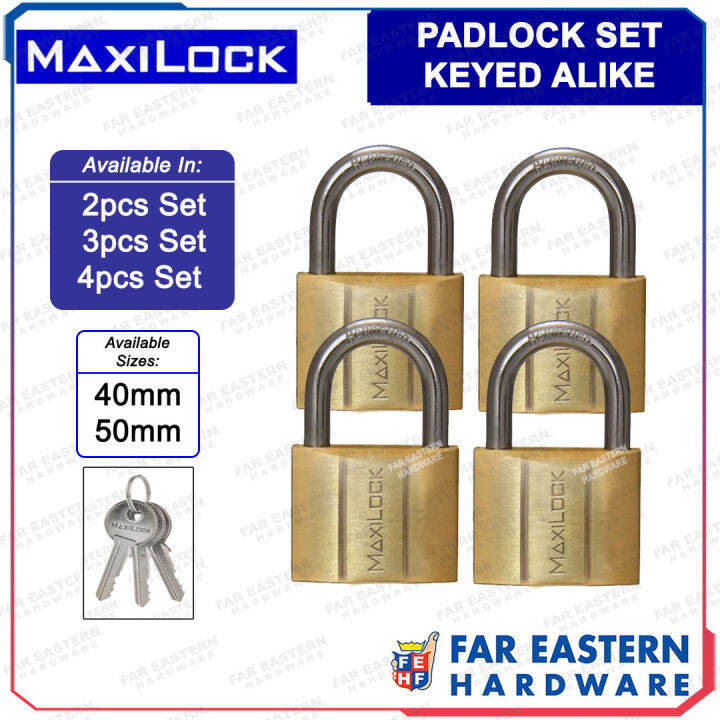 MAXILOCK Brass Padlock Set Keyed Alike 40mm 50mm Lazada PH