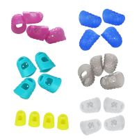 4pcs New Soft Silicone Guitar Thumb Finger Picks Protector Fingertips (Transparent S)