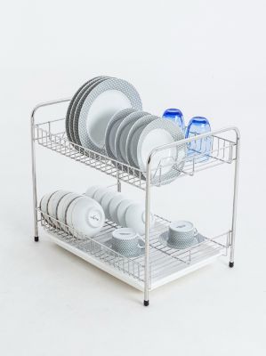 KOWAHOMEWARE KWH-S007 ชั้่นคว่ำจาน 2 ชั้นสแตนเลส 304  มีถาดรองน้ำ ขนาด  w 60 x 40 x h 50 cm. Stainless Steel SuS 304  100 %