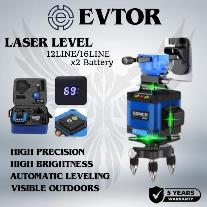 Auto Measurement Tool Line Laser Level Green Light SelfLeveling 360