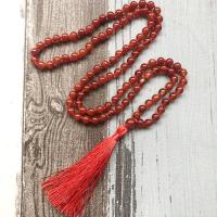 Natural Red Jade Tassel Necklace Women Healing Jewelry Real Chinese Jades Stone 108 Bead Mala Buddha Beads Lucky Amulet Bracelet