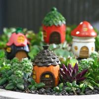 3D Mini House Desktop Ornament กระถางดอกไม้ขนาดเล็ก Succulent Moss Micro Landscape เรซิ่น Fairy Garden Mushroom Cottage Desktop Decor-EIRW MALL