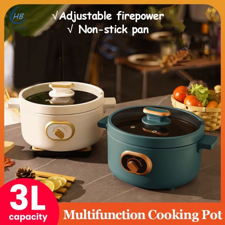 New 3L Electric Cooking Pot Multifunction Non Stick Frying Pan Porridge ...