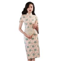 【LZ】□▼○  2022 verão composto rendas cheongsam fada saia retro melhorado temperamento cicpao vintage vestido asiático menina jovem modelo