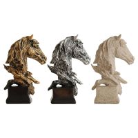 Horse Head Decor Statue Resin Animal Figurines Home Decoration Crafts Sculpture Desktop Decoration Ornaments