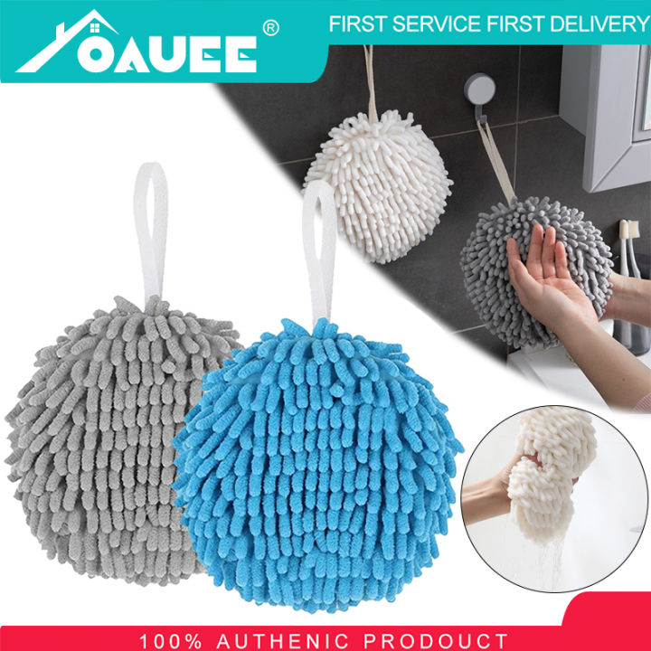 Chenille Hand Towels Microfiber Towels Kitchen Bathroom Hand Towel Ball  with Hanging Loops Quick Dry Soft Absorbent