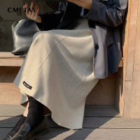 Women Elegant Mid-Length Skirt Autumn  Chic High Waist Black Large Swing Umbrella Skirts Retro Solid Knitted A-Line Skirt