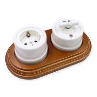 Home Improvement Switch Socket Round Hole Diameter 68mm Wall 1-3 Gang Wooden Holder European Style Electrical Connectors