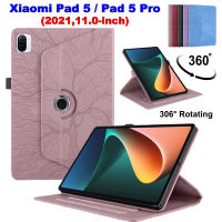 สำหรับแผ่น Xiaomi 5 Pro 5G (2021) 11.0 "Mi Pad5 21051182G เคสป้องกันแท็บเล็ตพับพับฝาเป็นฐานได้ ° ปกหนังนูนแฟชั่นหมุนได้