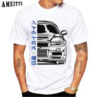 Skyline R34 Gtr V Spec Half Front Illustration Tshirt New Men Japan Classic Car Tees