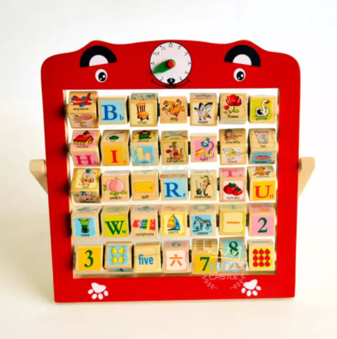 toyswonderland-ของเล่นไม้เสริมพัฒนาการนับเลขสอนภาษาสอนดูนาฬิกา-alphabet-teaching-frame