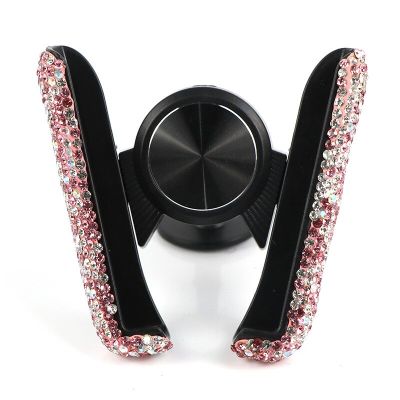 Car Phone Holder Women Diamond Crystal Car Air Vent Mount Clip Mobile Phone Holder Stand In Car Bracket Interior Accessories Car Mounts