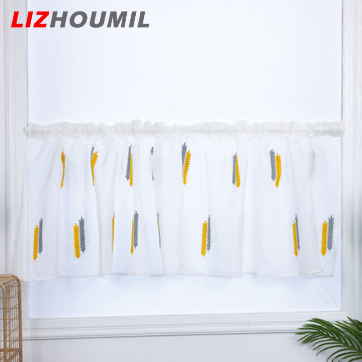 lizhoumil-ผ้าปักลายไฟฉายพกพาราวผ้าม่านสั้นสำหรับห้องครัวม่านหน้าต่างโปร่งสำหรับตกแต่งบ้าน