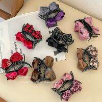 [COD] and winter plush velvet double-sided bow hair clip femininity meatball head fixed shark headdress