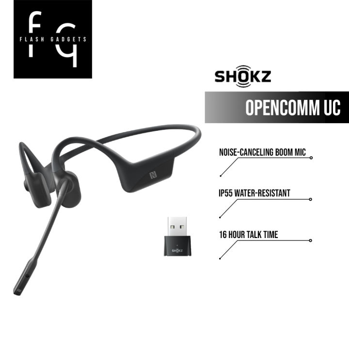  SHOKZ (AfterShokz OpenComm - Bone Conduction Open-Ear Stereo  Bluetooth Headset with Noise-Canceling Boom Microphone - Wireless Headset  for Mobile Use, with Bookmark : Electronics