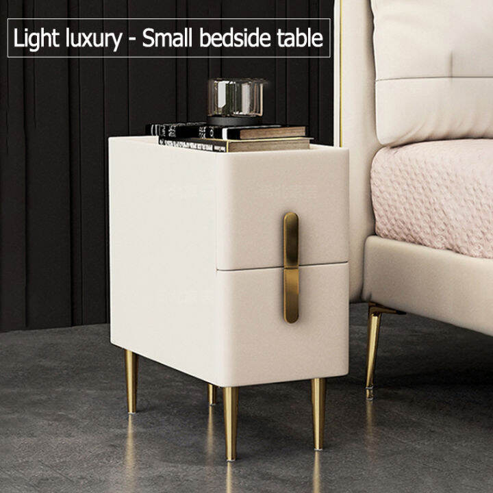 Mountfree Slate Side Table Bedside Table Small Mini Modern Minimalist Light Luxury Leather
