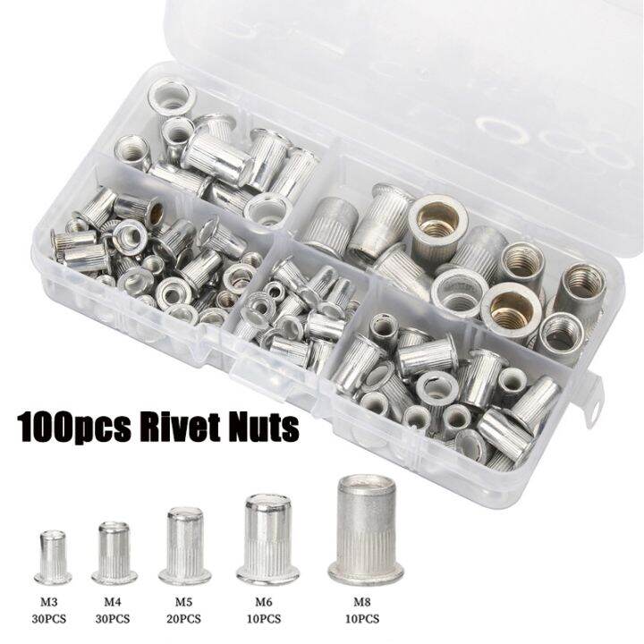 100-90-20pcs-aluminum-m3-m4-m5-m6-m8-rivet-nuts-insert-rivnut-nutsert-flat-head-rivet-nuts-home-improvement