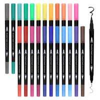 12/24/48pcs Marker Pen For Coloring Artists Student Drawing Dual Tip Watercolor Pen Set Kids Adults Painting Tool Art Supply