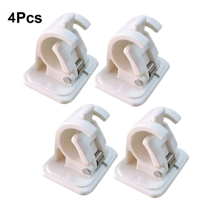 2/4/6PCS Self-Adhesive Hooks Wall Mounted Curtain Rod Bracket Shower  Curtain Rod Fixed Clip Hanging Rack
