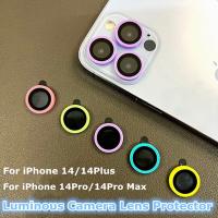 Luminous Lens Metal Protector Glass For iPhone 14 13 12 Pro Max Camera Lens Protector on iPhone 12 13pro 14plus 14pro max Film  Screen Protectors