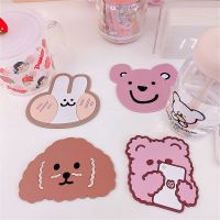 Cute Coaster for Coffee Cup Cartoon Waterproof Heat Insulation Place Mat Bear Rabbit Cup Pad Non slip Table Mat Silicone Mug Pad