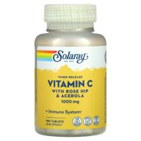 วิตามินซี 100เม็ด Solaray, Timed Release Vitamin C, With Rose Hip &amp; Acerola, 1,000 mg, 100 Tablets