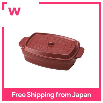 Takenaka หม้อกล่องใส่อาหารสี่เหลี่ยมสีแดงขนาด600มล. ทำจากญี่ปุ่น T-76408