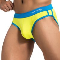 Men Soft Briefs Cpmfortable Sport Underwear Man Breathable Panties Patchwork Color Underpants Stretch Low Waist Briefs