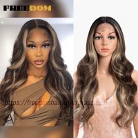 【jw】✒❦ FREEDOM 13X4 Synthetic Front Wigs Ombre Blonde Ginger Resistant