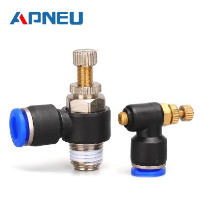 ▣ SL 4 6 8 10 12mm Fast connection Pneumatic Fitting M5 quot; 1/8 quot; 1/4 quot; 3/8 quot; 1/2 air speed Regulating valve throttle valve
